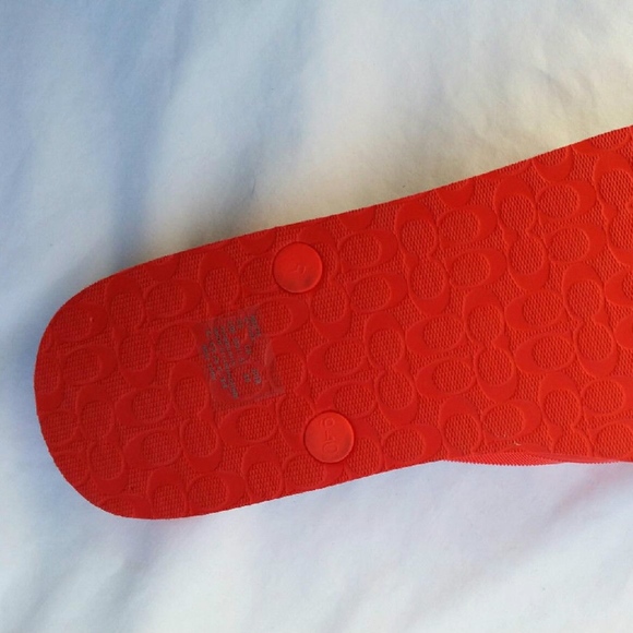 Coach Red Leopard Lock Flip Flops - Picture 5 of 5